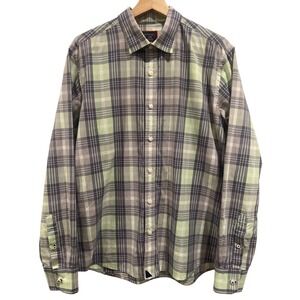 UNTUCKit Button Down‎ Shirt Mens Large Green Gray Plaid Slim Fit Cotton Preppy